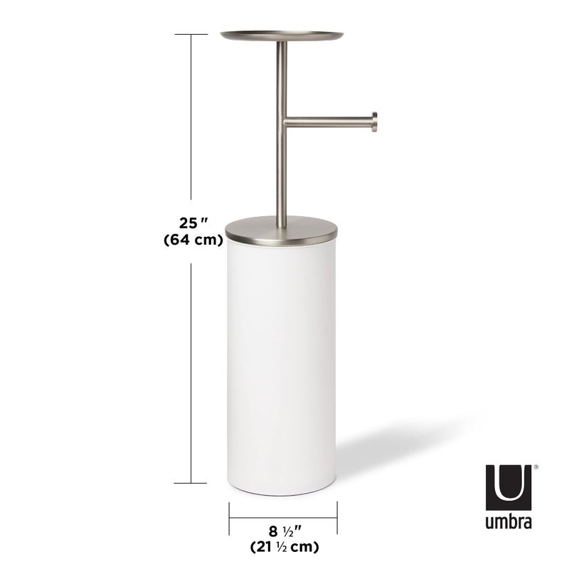 Umbra Portaloo Toilet Paper Stand and Reserve, White/Nickel - Image 3